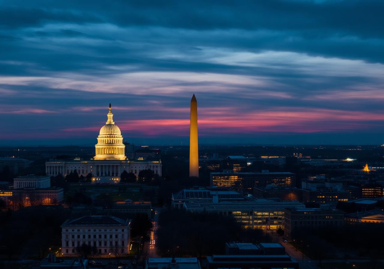 Washington, D.C. skyline at dusk